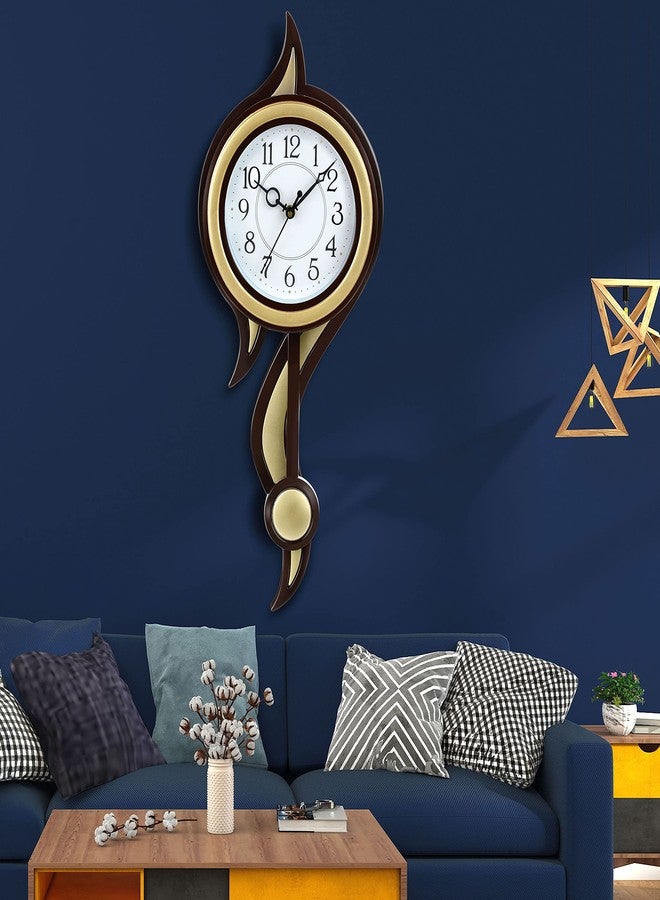 Harbour Analog Latest Stylish Models Plastic Wall Clock with Pendulum (Gold, Height 52 cm x Width 22 cm, SNGL13B) - Image 2